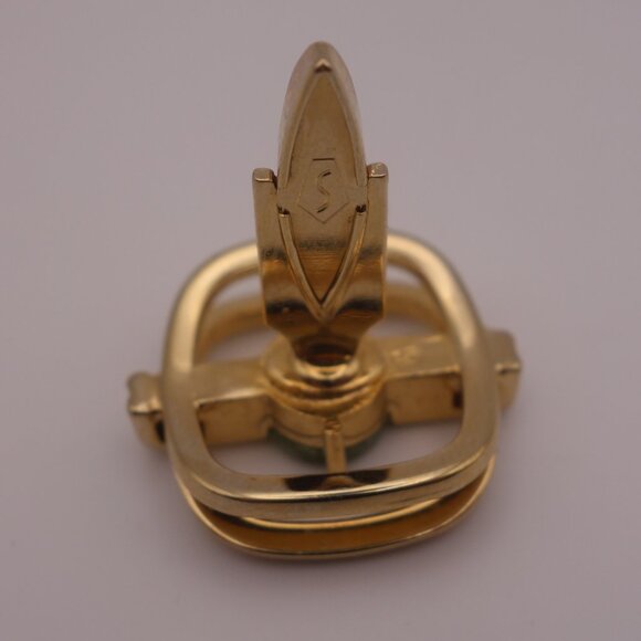 Gold Color Cuff Links with Green Stone PAT 3.208.313 - Picture 13 of 15